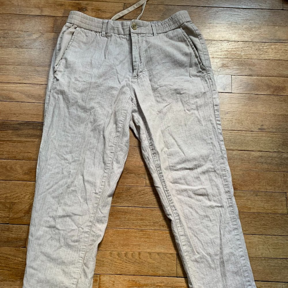 Banana Republic, Mason Athletic Tapered Pant, Size 31x32, white linen